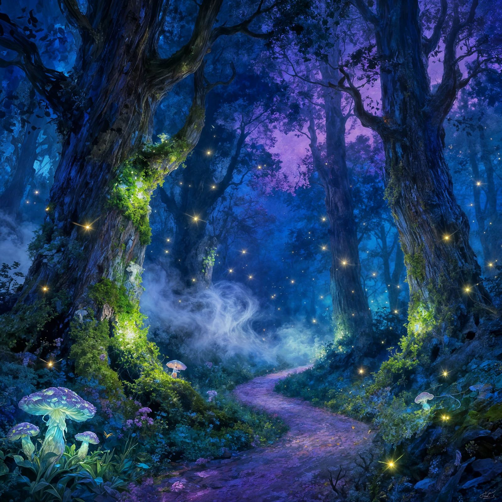 Beautiful Mystical Forest Scene