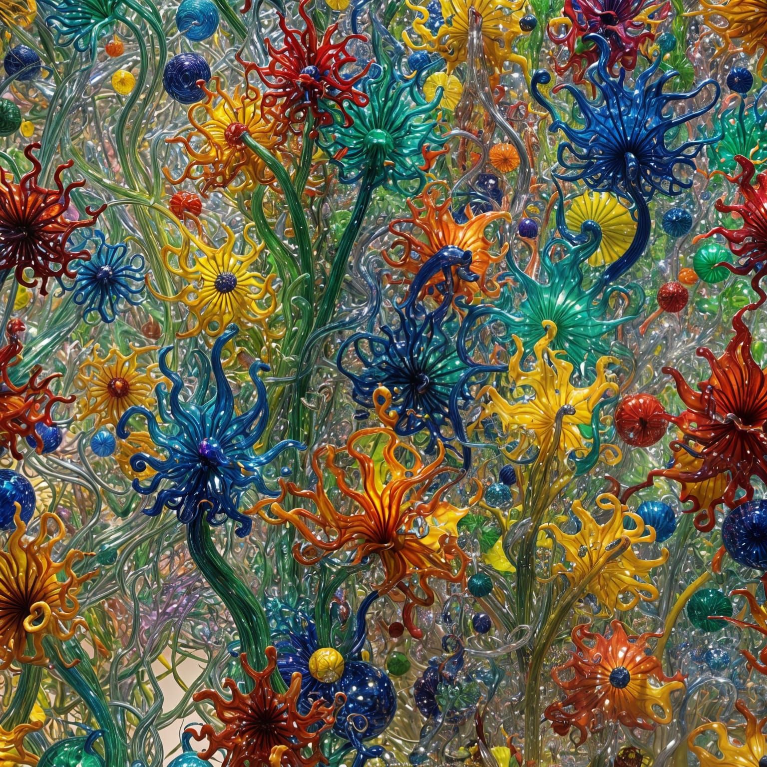 Intricate Glass Sculpture in Splash Art Style