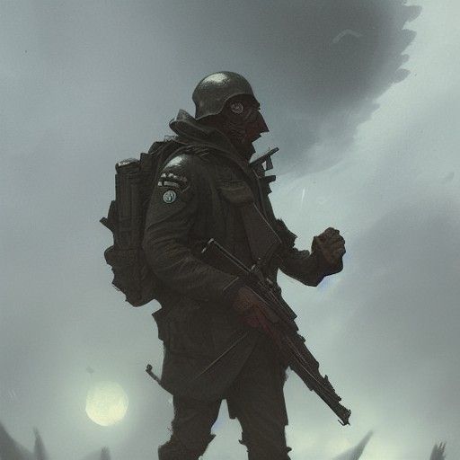 Sinister World War Scene in Rutkowski Style