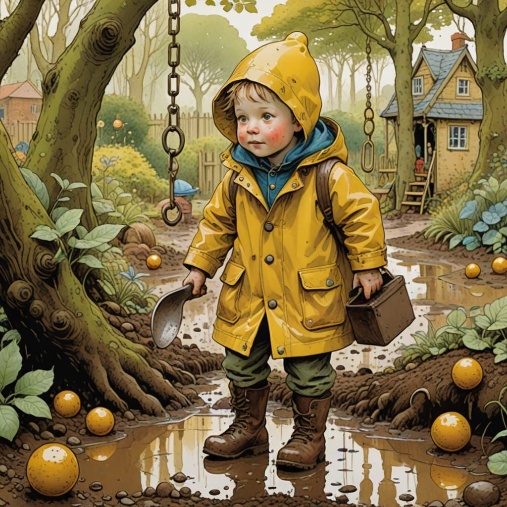 Muddy Playground Adventure in Whimsical Style