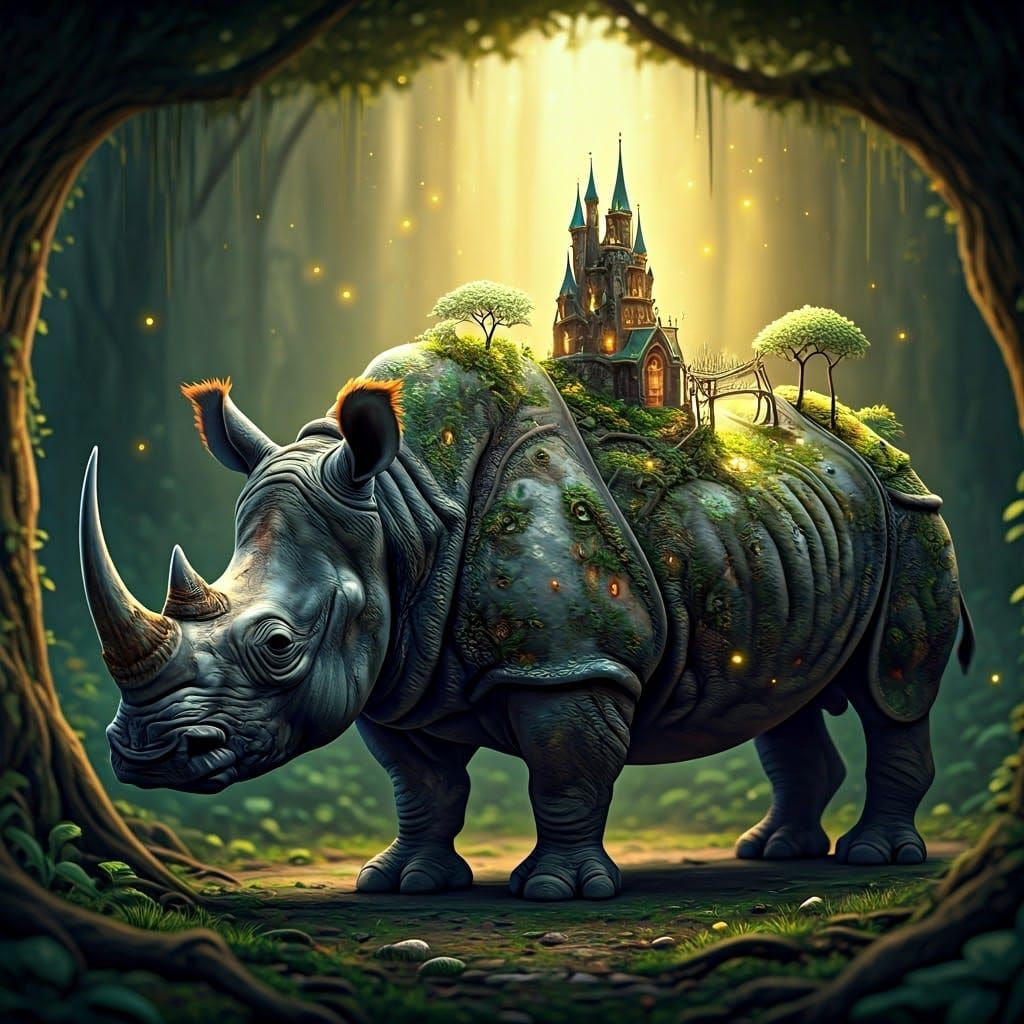 Enchanted Rhino: Fairy Kingdom Diorama
