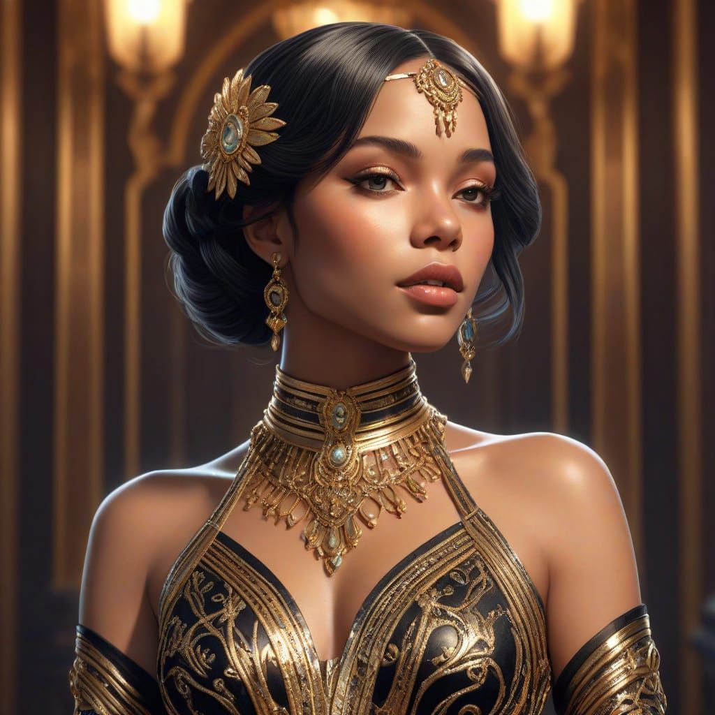 Glamorous Art Deco Portrait of Aaliyah