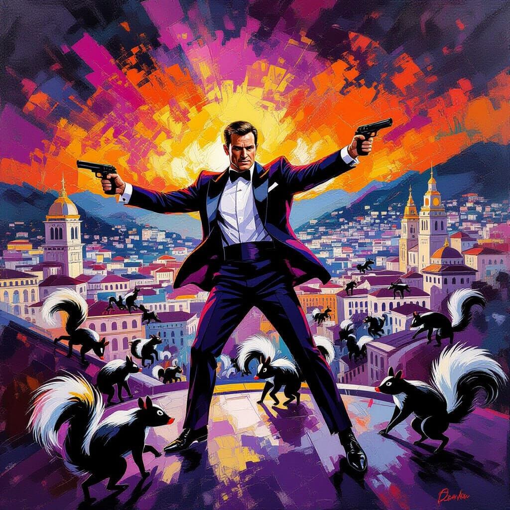 James Bond Faces Skunk Invasion on Monte Carlo Rooftop