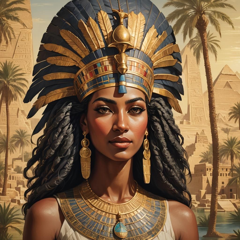 Egyptian Queen Portrait in Ancient Style