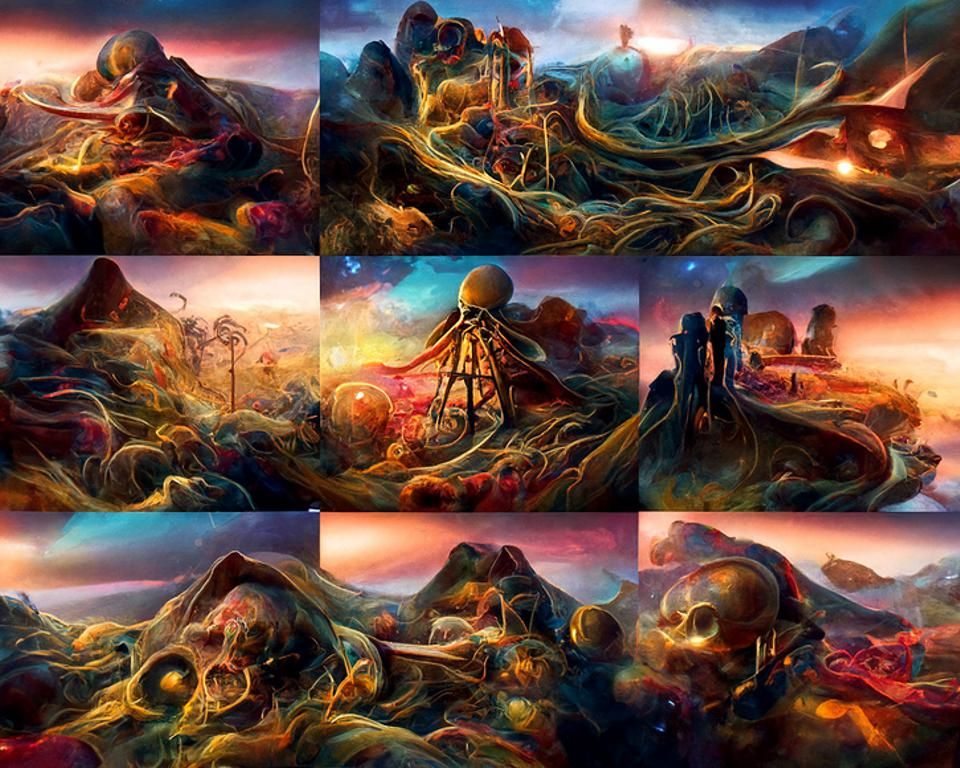 Psychedelic Sci-Fi Landscape in Retro Style