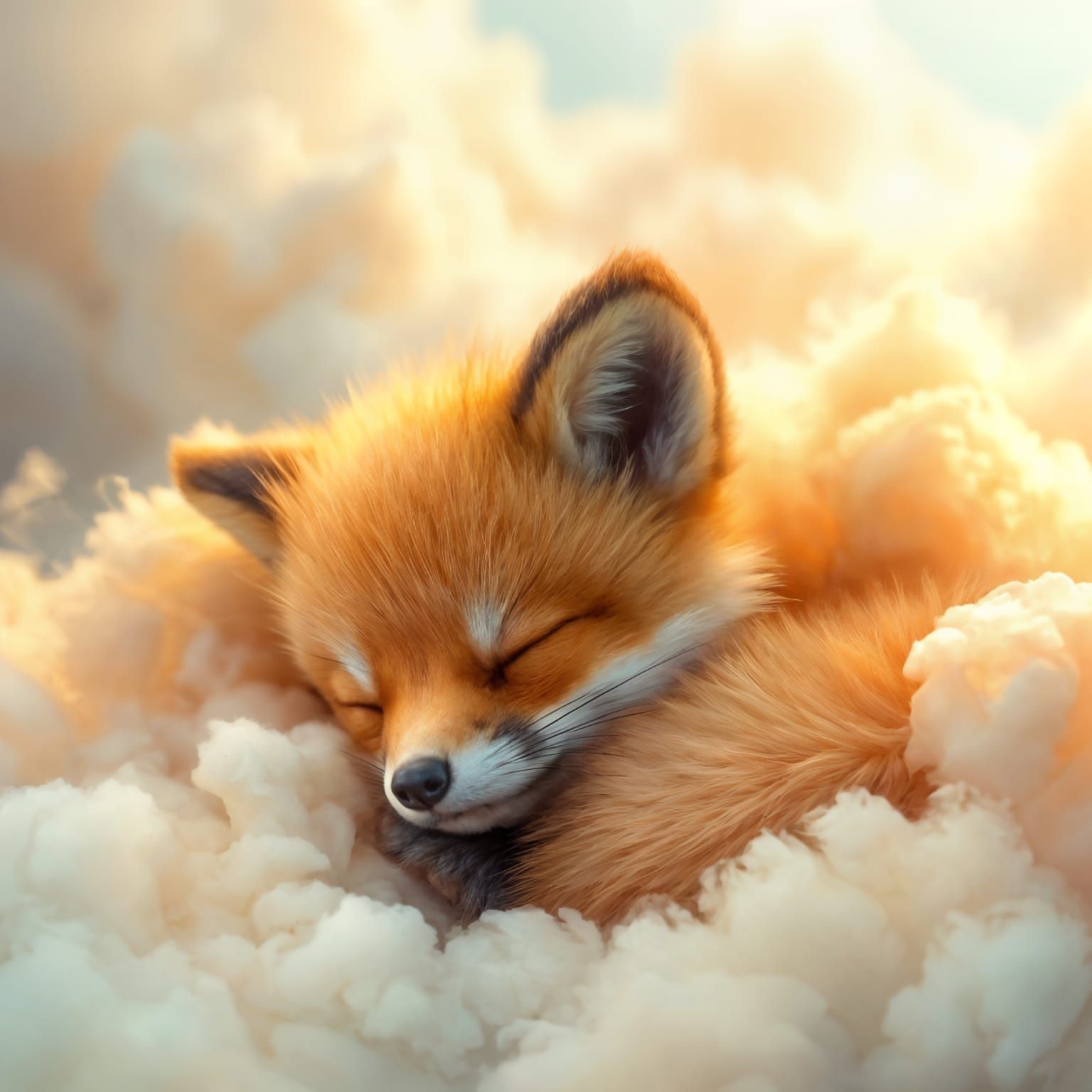 Cute Dream Fox Made of Soft Clouds in Ethereal Light