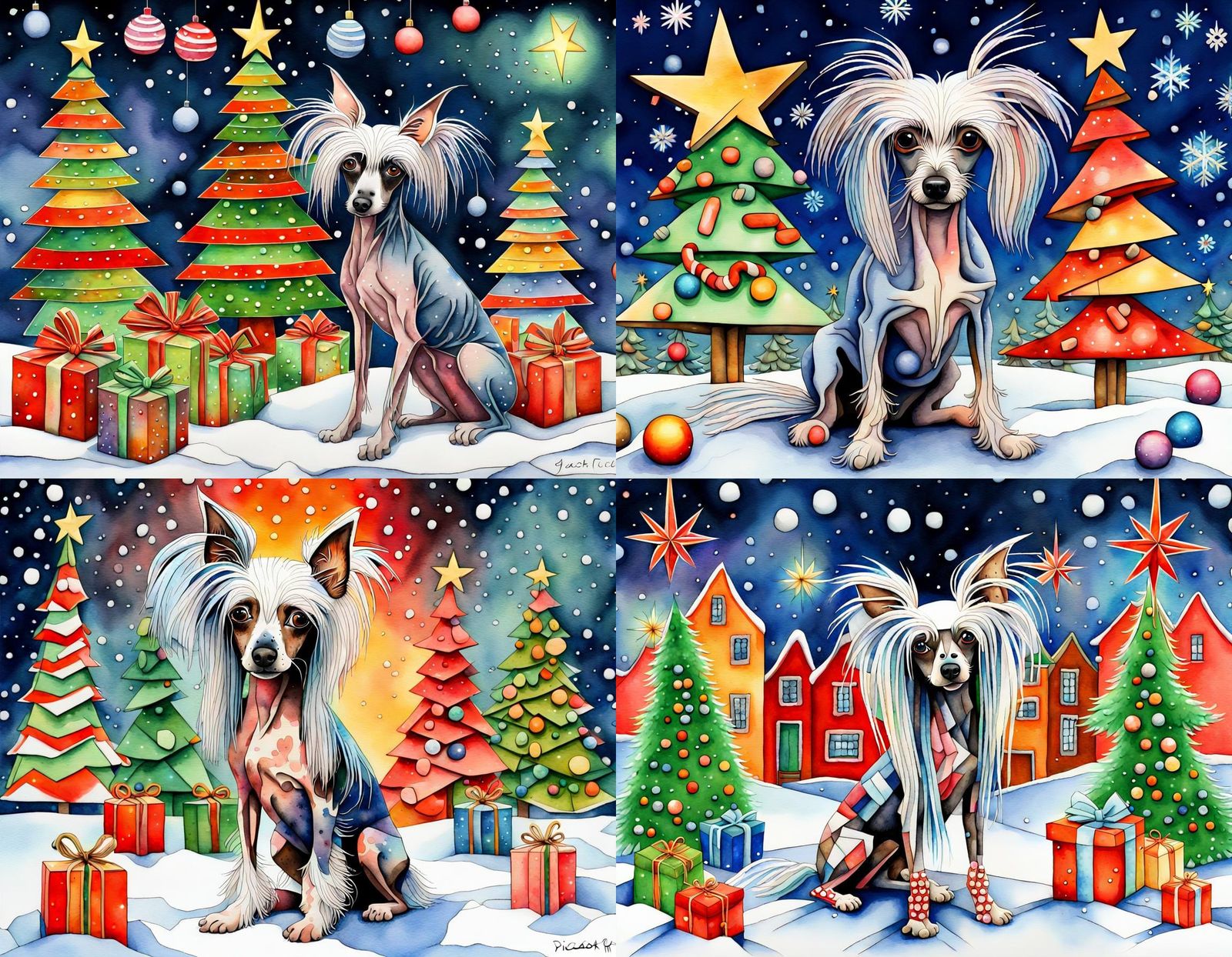 Surreal Christmas Scene with Cubist Influence