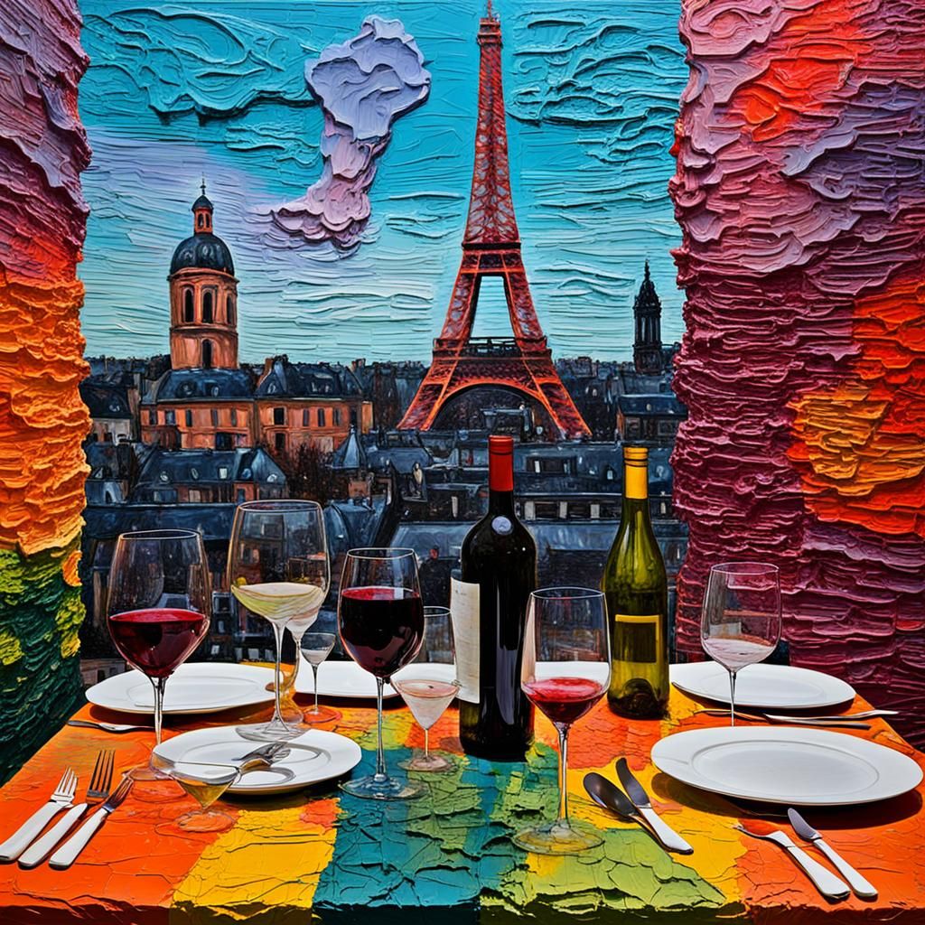 Ethereal Wine Dinner: Impasto Painting in Heidelberg Style
