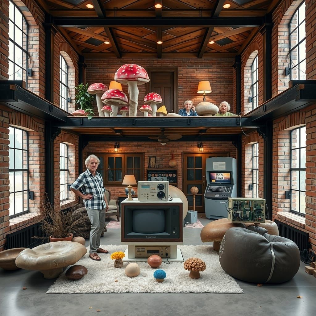 Peruvian-American Centenarians in Surreal Landscape