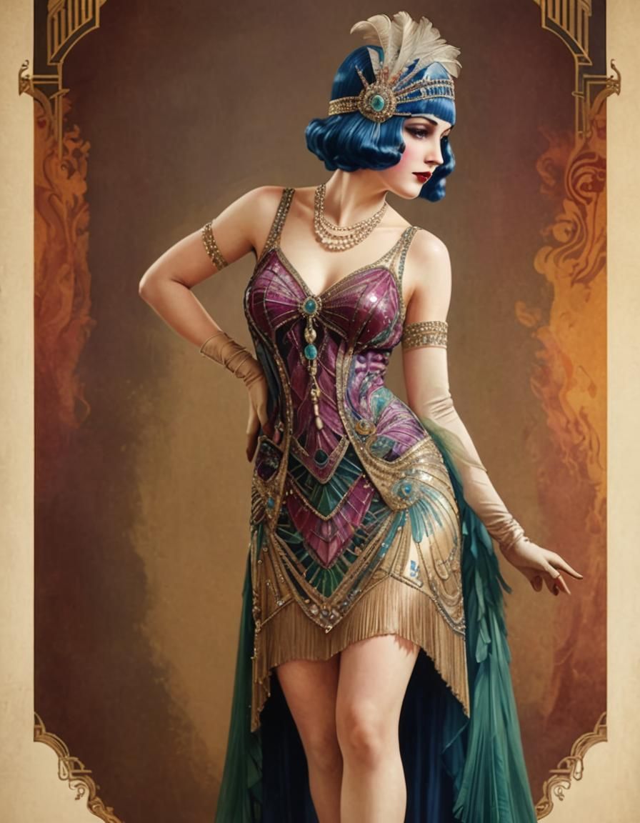 1920s Burlesque Woman in Art Deco Style