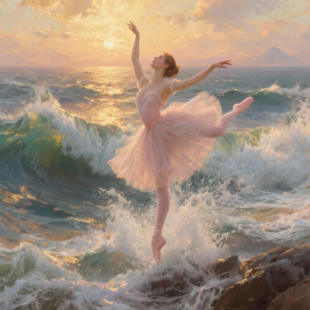 Ballerina's Epic Jete On Dramatic Open Seas