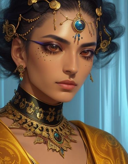 Mystical Fortune Teller in Elegant Orange Robes