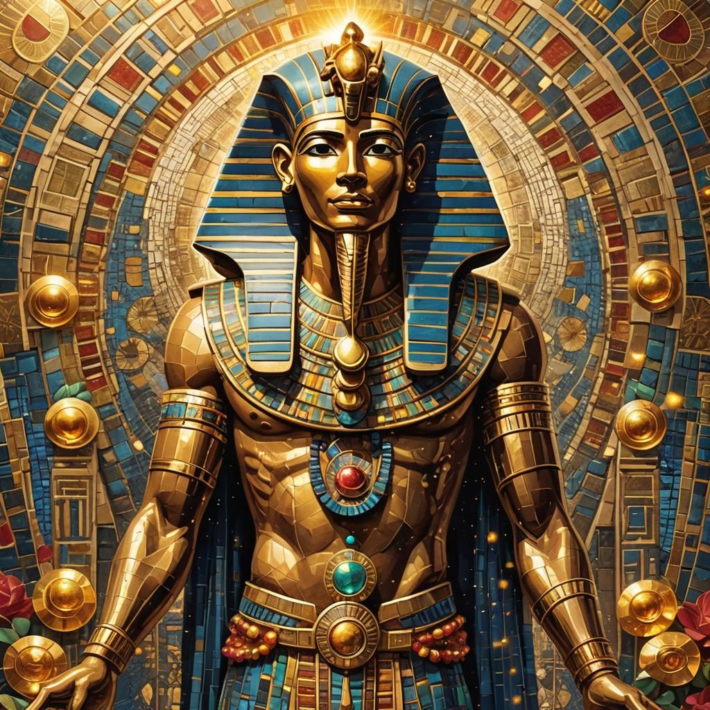 Egyptian Pharaoh in Byzantine Mosaic Style