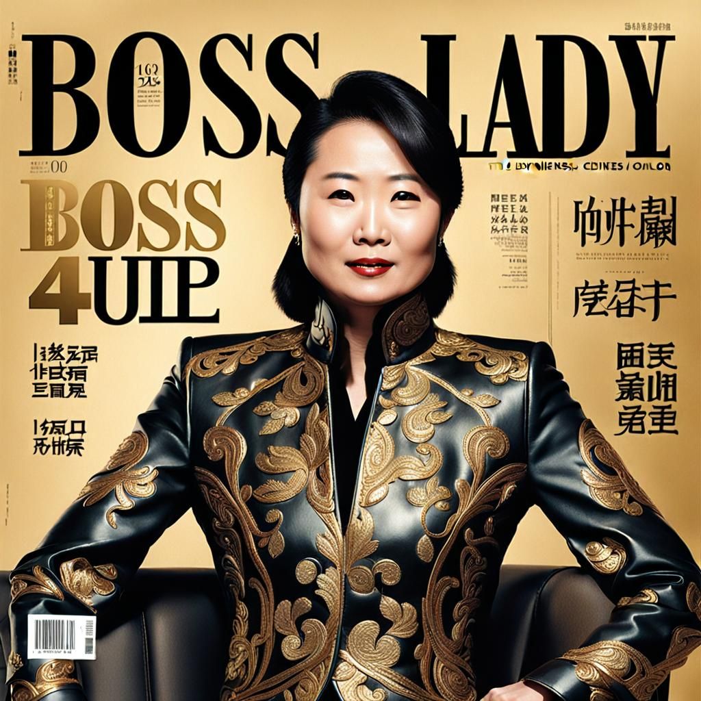 Magazine Cover: Chinese Businesswoman in Gold-Embroidered Le...