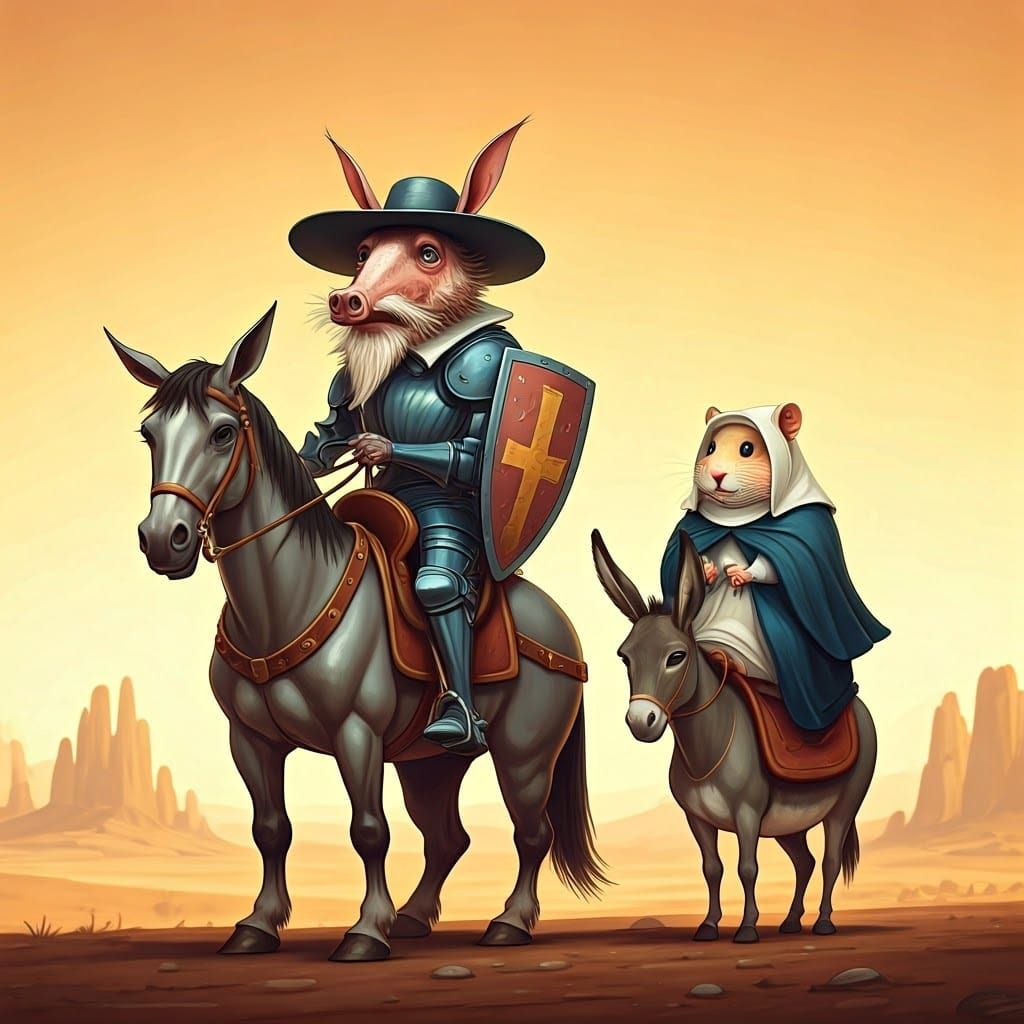 Aardvark as Don Quixote: Whimsical 3D Caricature