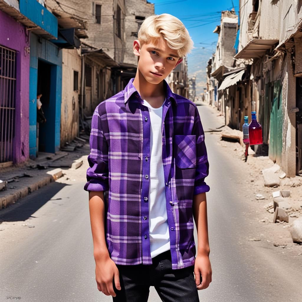 Teenage Boy in Street: Detailed Digital Matte Painting