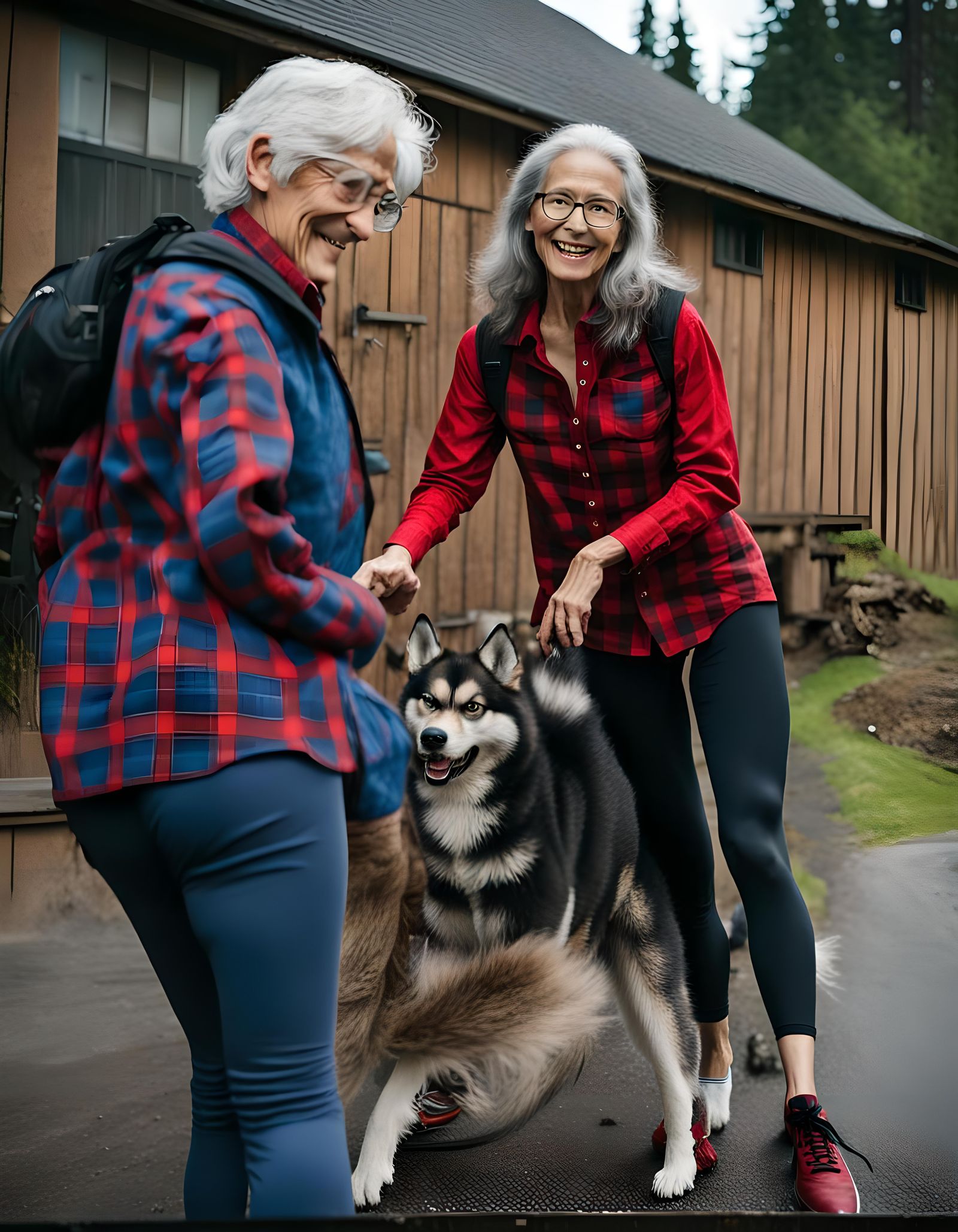 Woman Walking Huskies: Cinematic Film Still