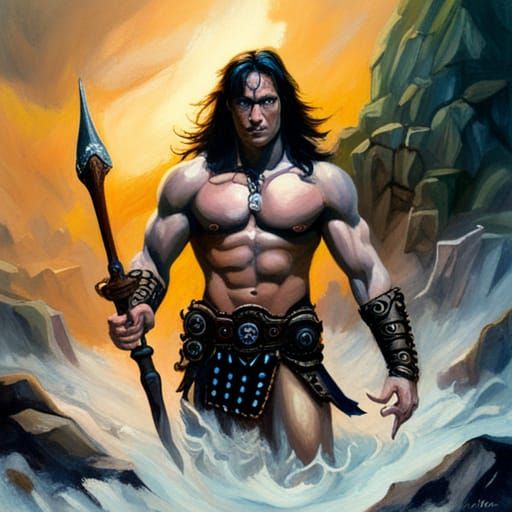 Conan the Barbarian: Sinister Fantasy Oil Painting