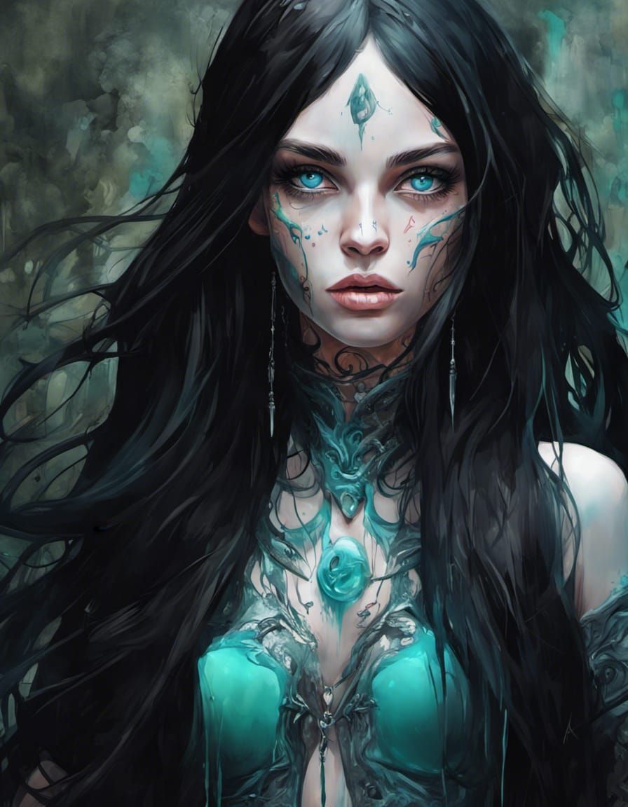 Elf Woman with Black Hair in Graffiti Art