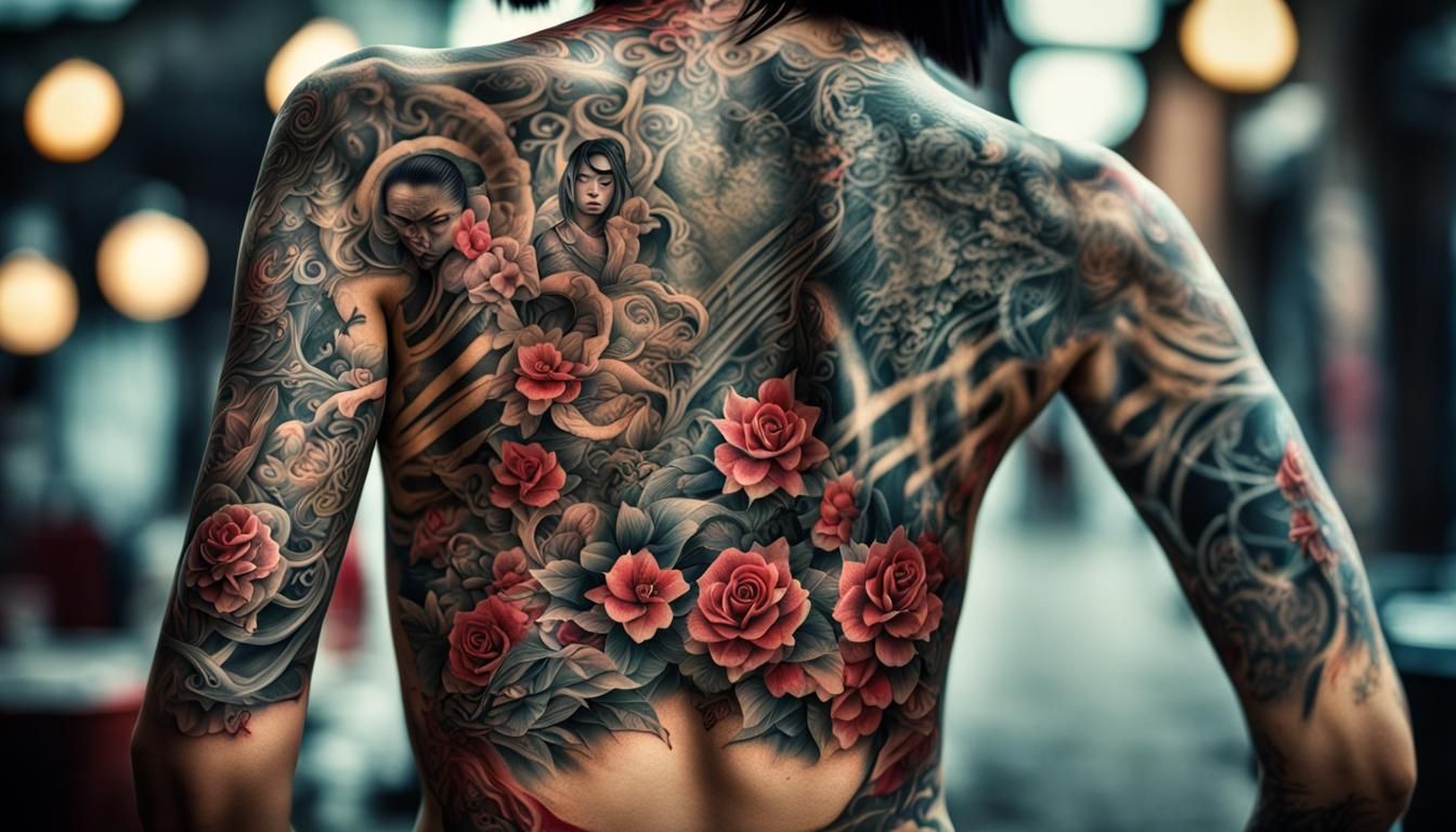 Female Yakuza with Intricate Tattoos