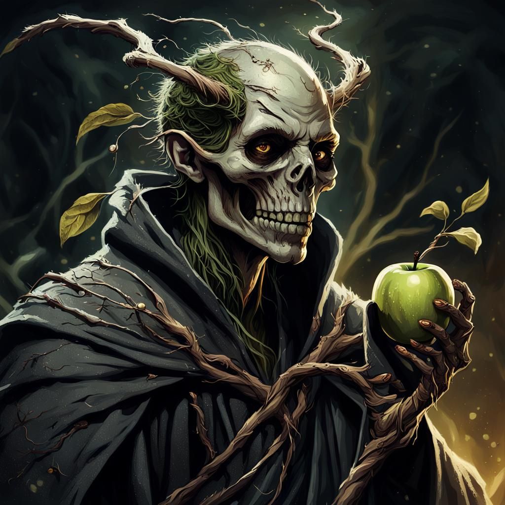 Apple Seed Reaper in Dark Fantasy Style