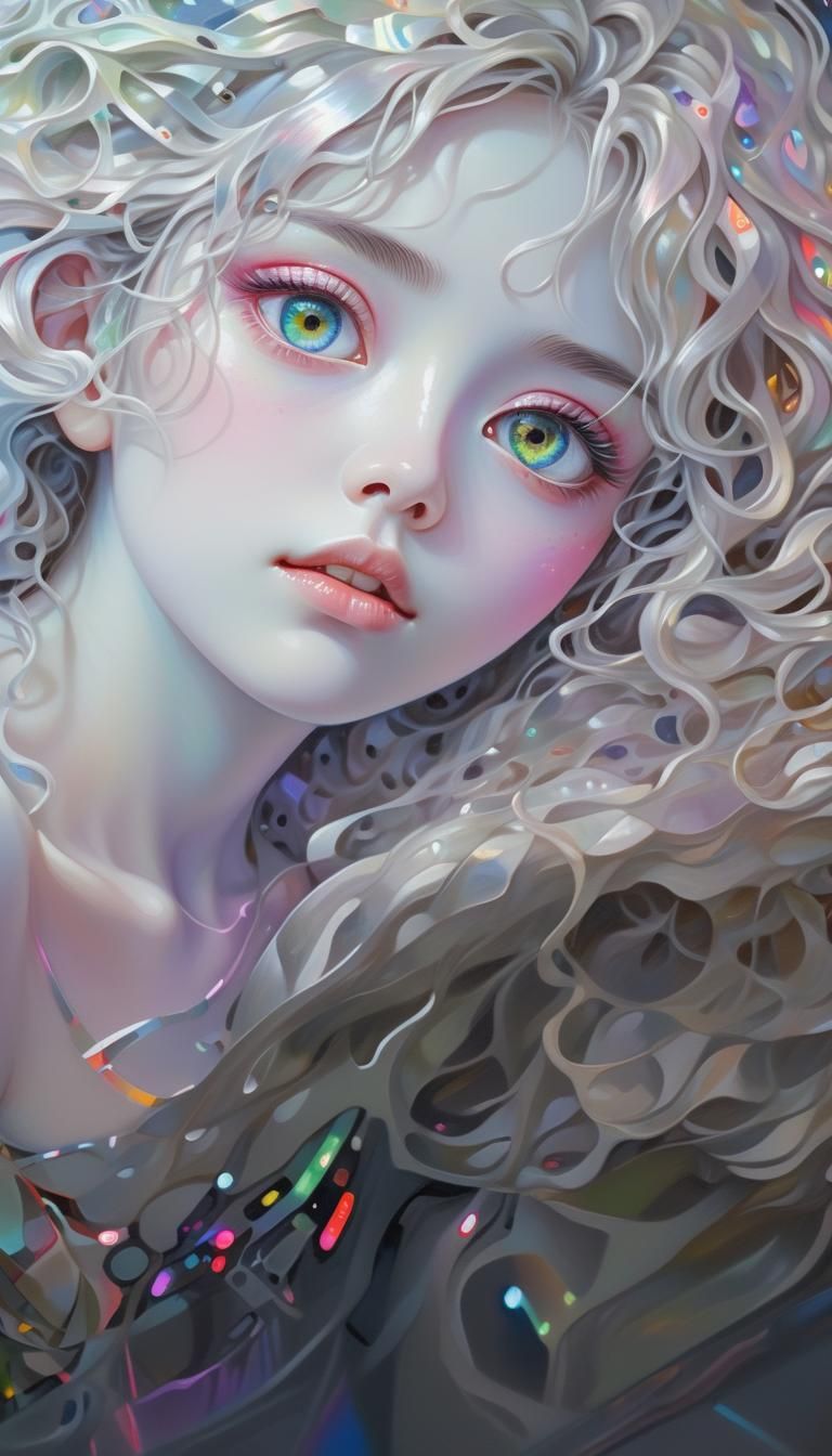 Nippon Female on Microcomputer Couch in Fantasy Oil