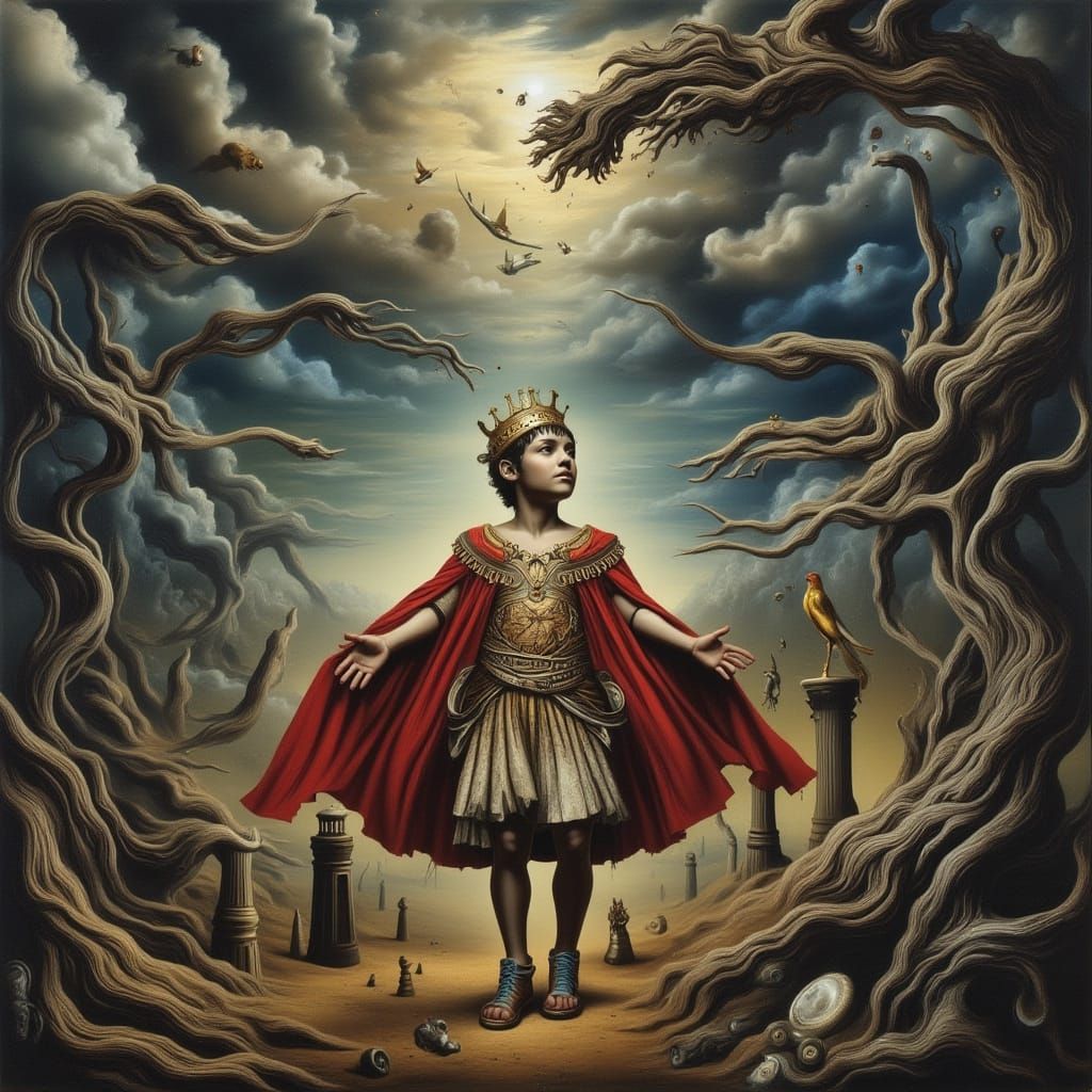 Ethereal Monarch in Turbulent Dreamscape