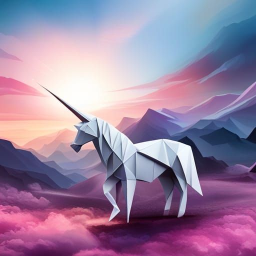 Origami Unicorn Papercraft in 8K Resolution