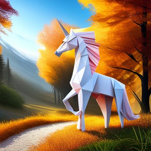Origami Unicorn Papercraft in 8K Resolution