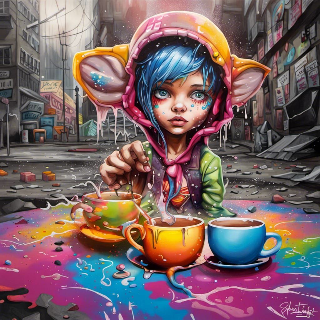 Playground with Teacup Pixie in Graffiti Art Style