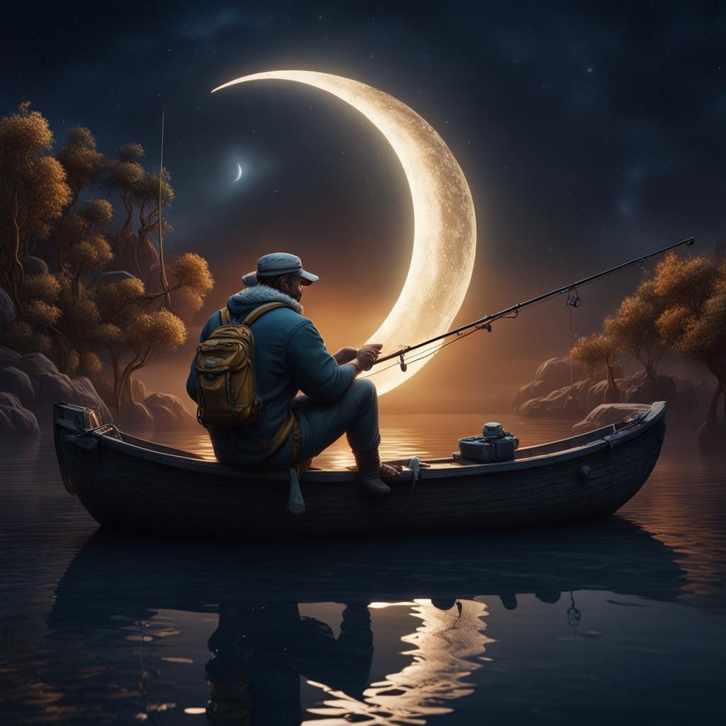 Fisherman on the Moon: Fantasy Concept Art