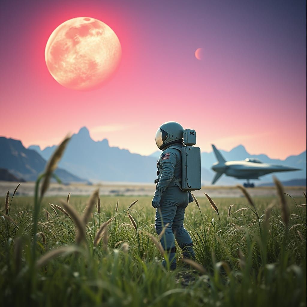 Astronaut on Alien Planet in 35mm Film Aesthetic