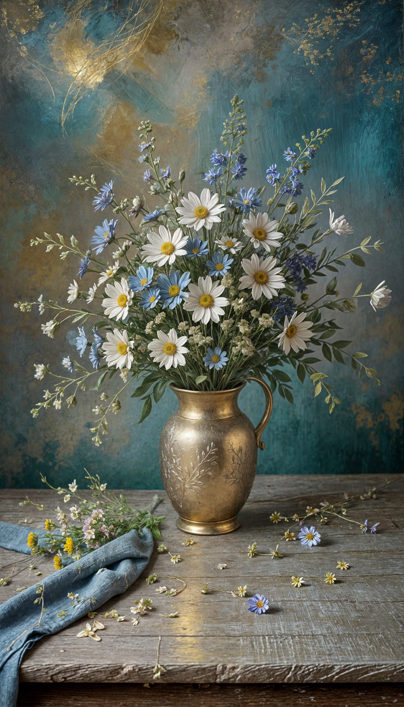 Dreamlike Wildflower Bouquet with Impasto Texture