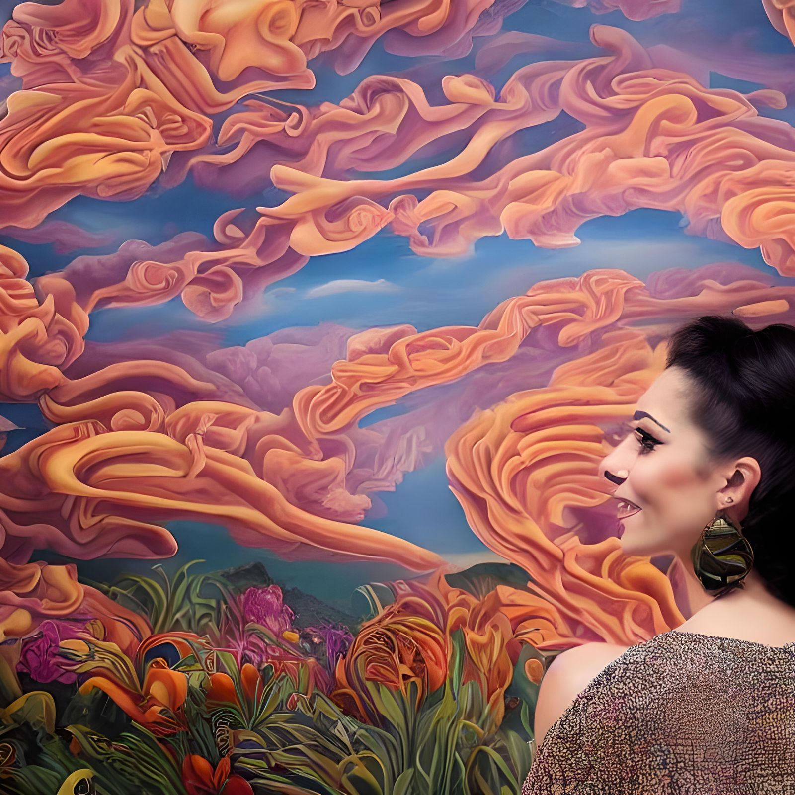 Tattooed Woman Smiling: Photorealistic 3D Portrait