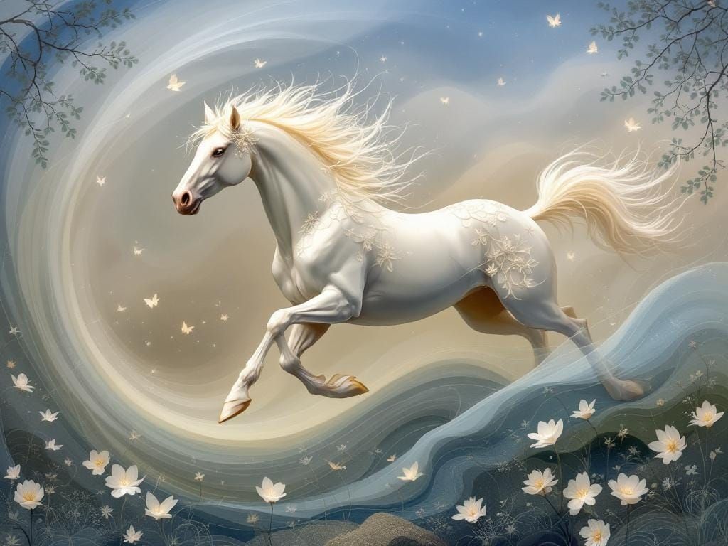 Horse in Art Nouveau Style Inspired by Nielsen and Clarke