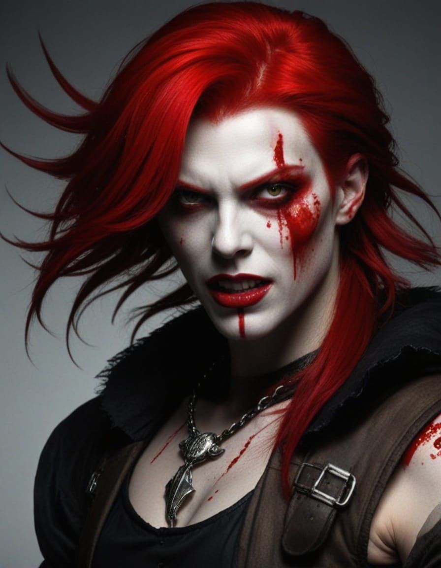 Macabre Sci-Fi Portrait with Fangs