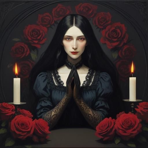 Mystical Vampire Portrait in Russian Art Nouveau Style