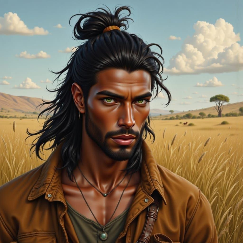 Handsome Man with Scar on African Safari