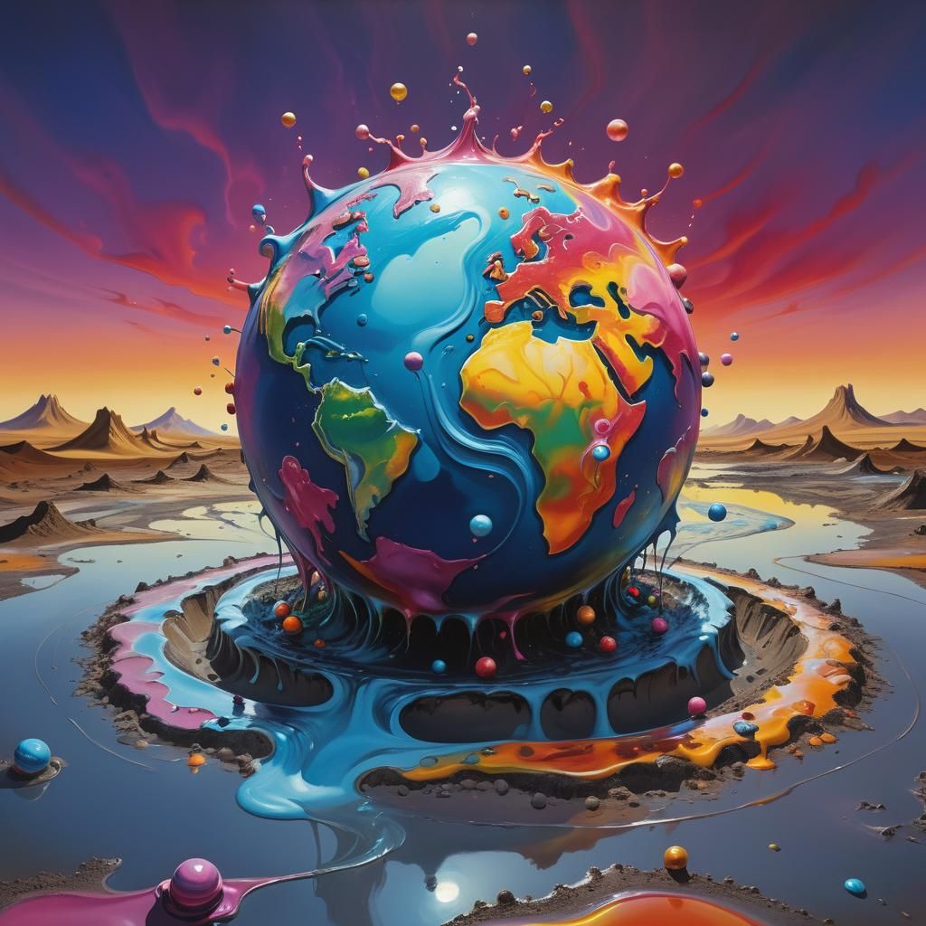 Earth Elementals Dance in Surreal Landscape