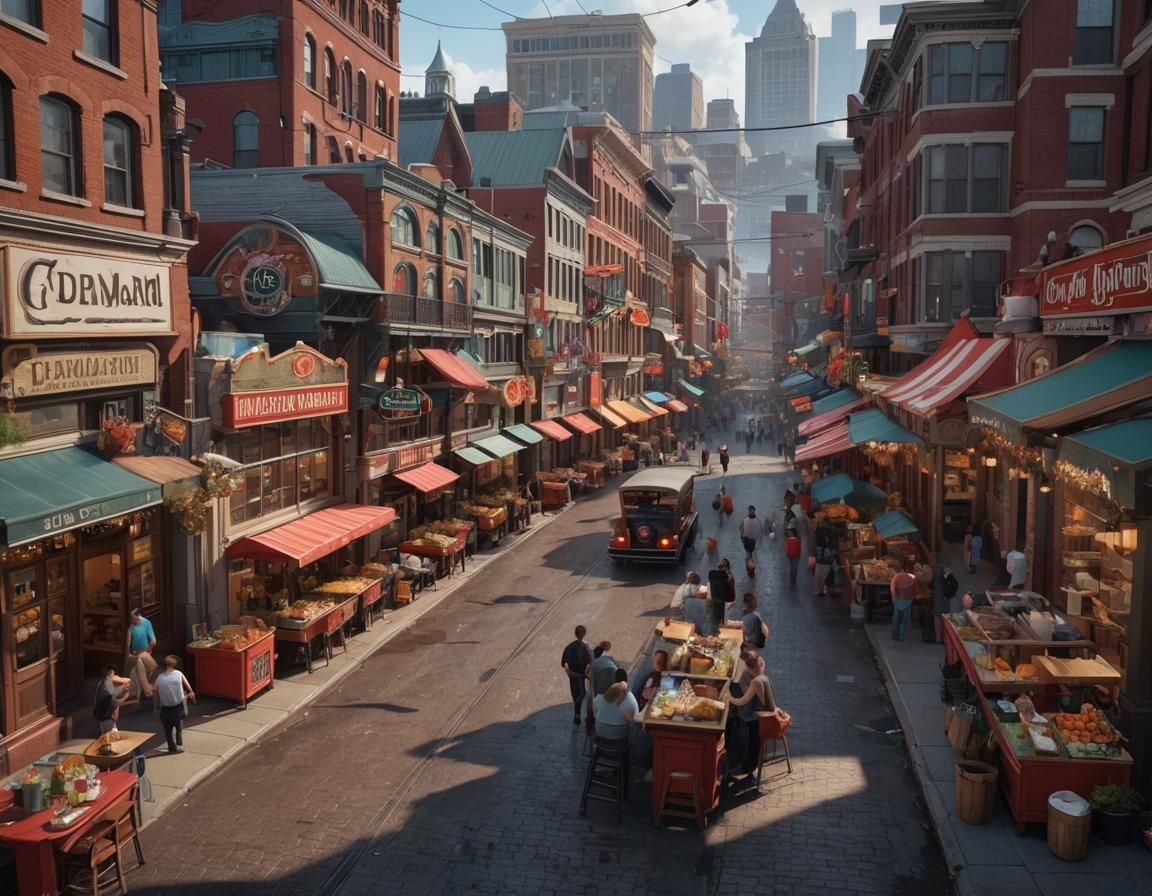 Vibrant Fantasy Market Scene in Unreal Engine 5 Style