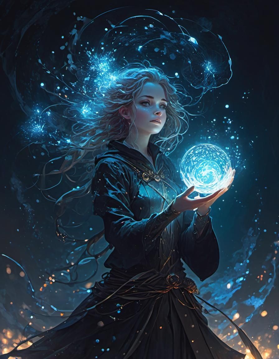 Fantasy Girl Casting Magic in Ethereal Style