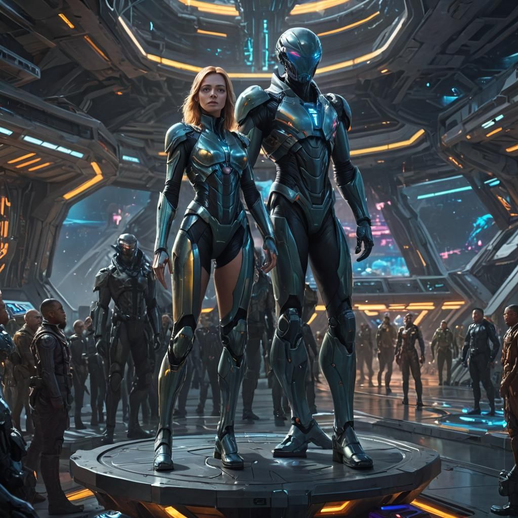 Futuristic Spaceport Alliance: A Sci-Fi Oil Painting