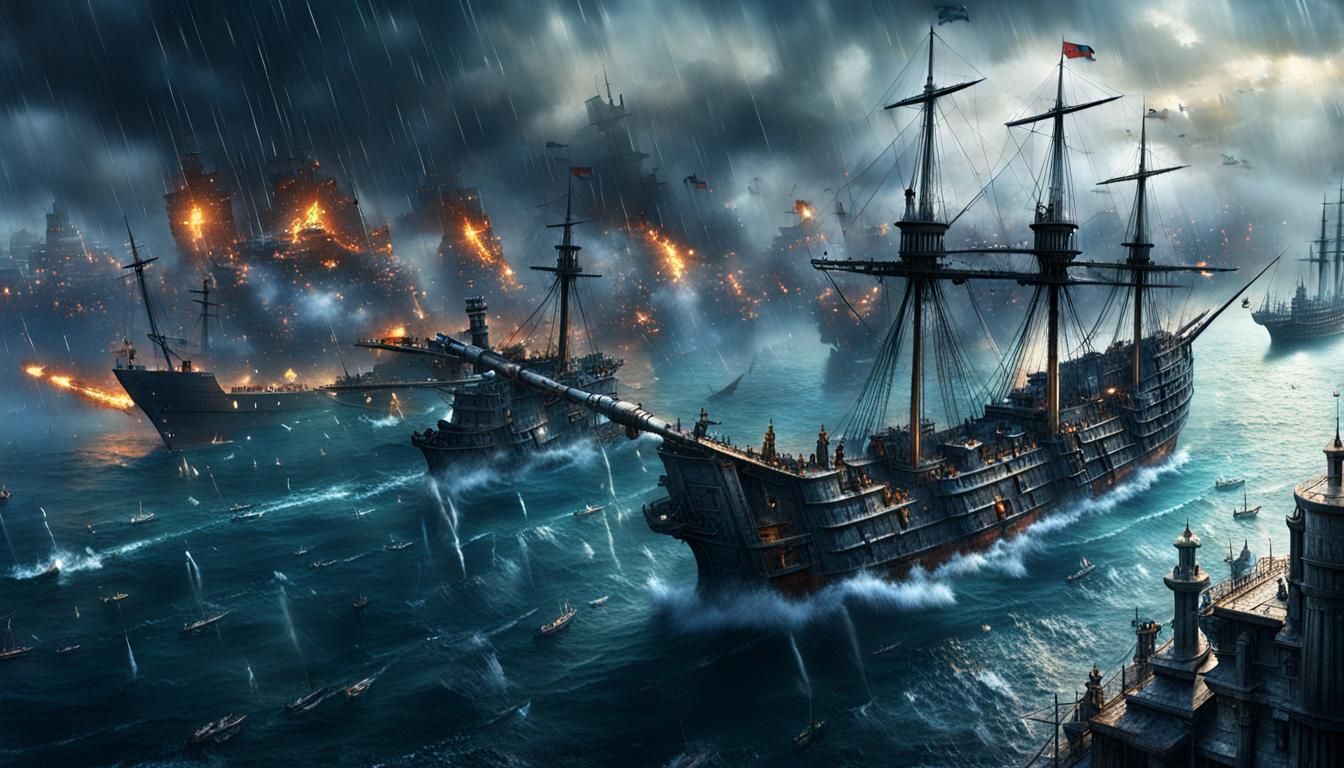 Greek Fleet Battles Constantinople in Digital Matte Painting
