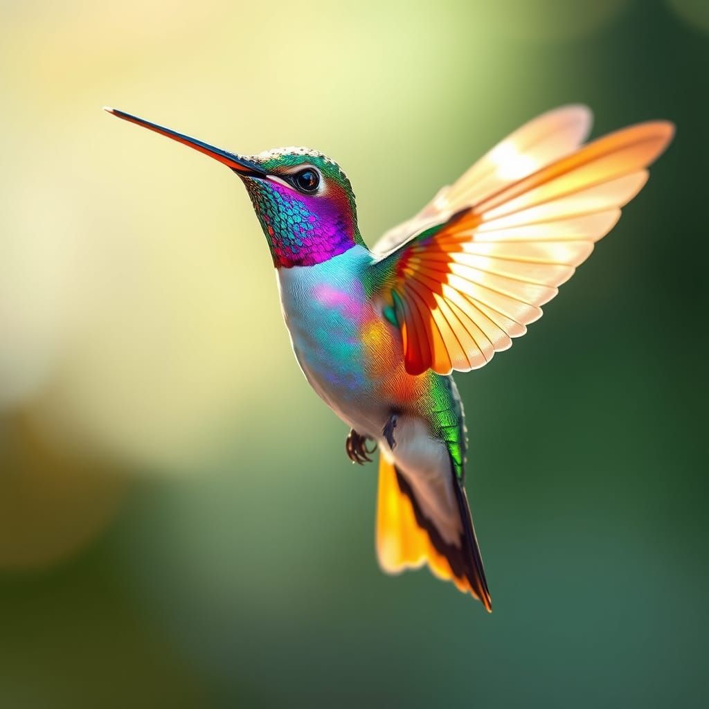 Iridescent Hummingbird in Flight: A Kaleidoscope of Color