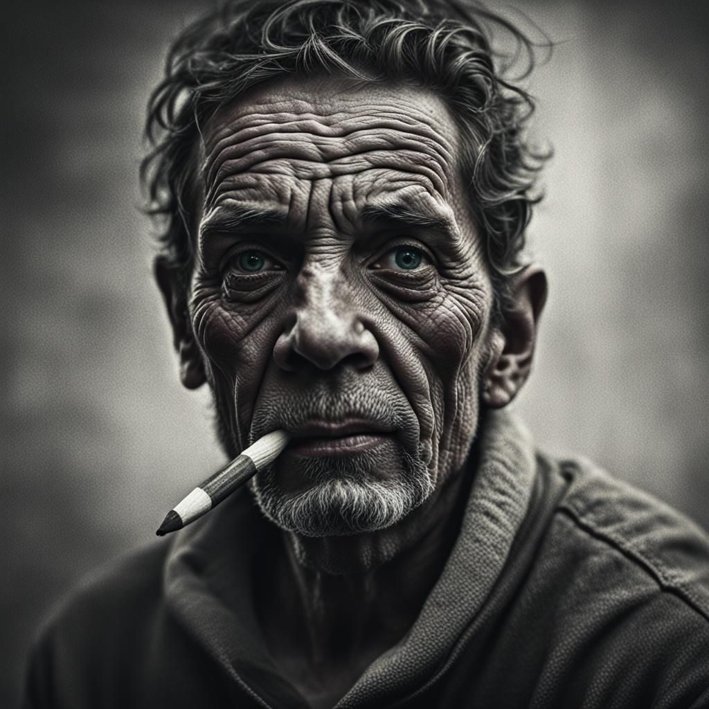 Pencil Portrait in High Detail, Ambient Light