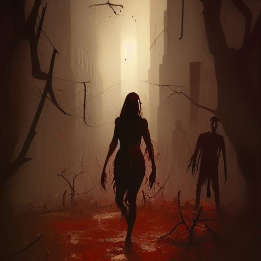 Sinister Zombie Feast, Dark Fantasy Illustration