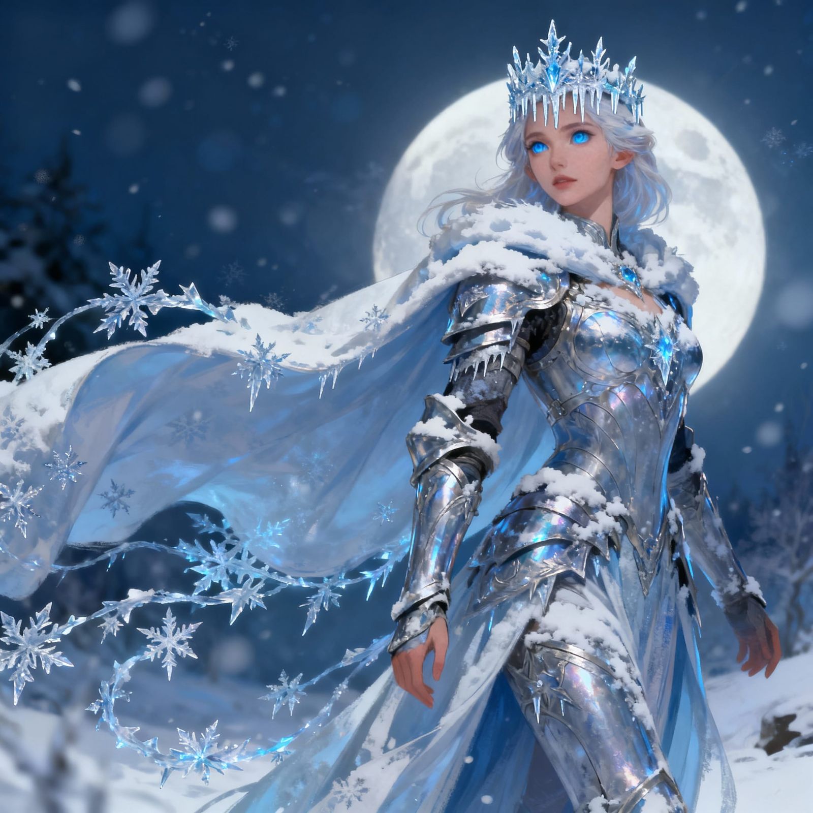 Snow Knight Under Moonlight