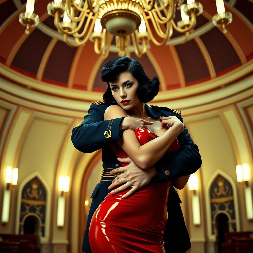 Soviet Marshal in Regal Splendor with Glamorous Companion in...