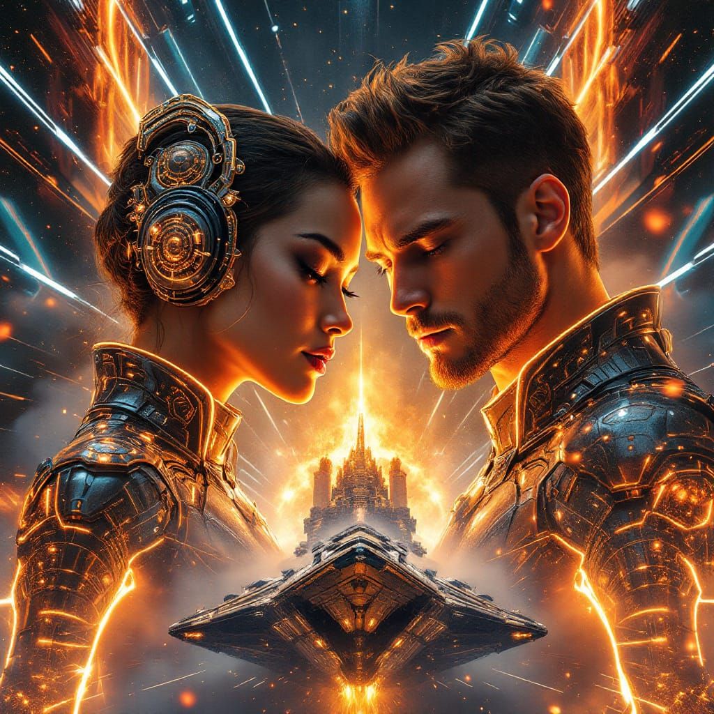 Futuristic Armored Characters in Sci-Fi Battle Scene