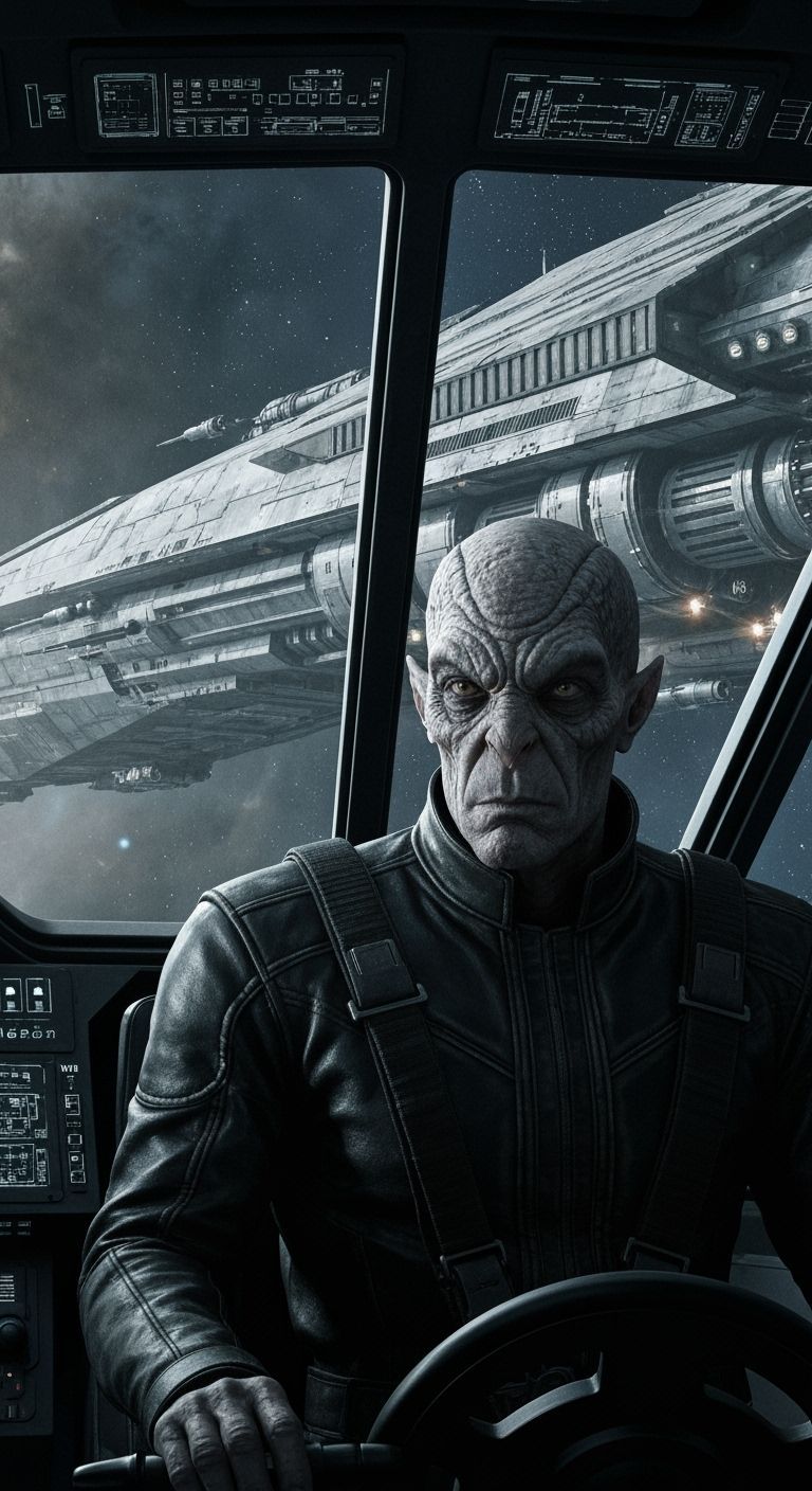 Alien Pilot POV in Massive Spaceship, Noire Style